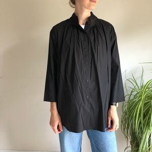 Oversized black smock blouse